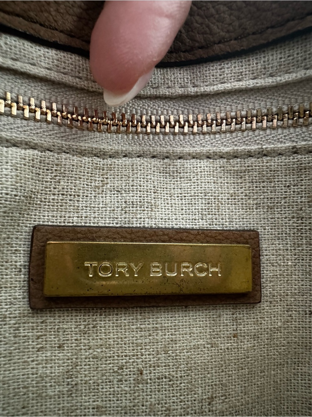 Tory Burch Tan Suede Saddle Crossbody with Gold Ring - Picture 7 of 8